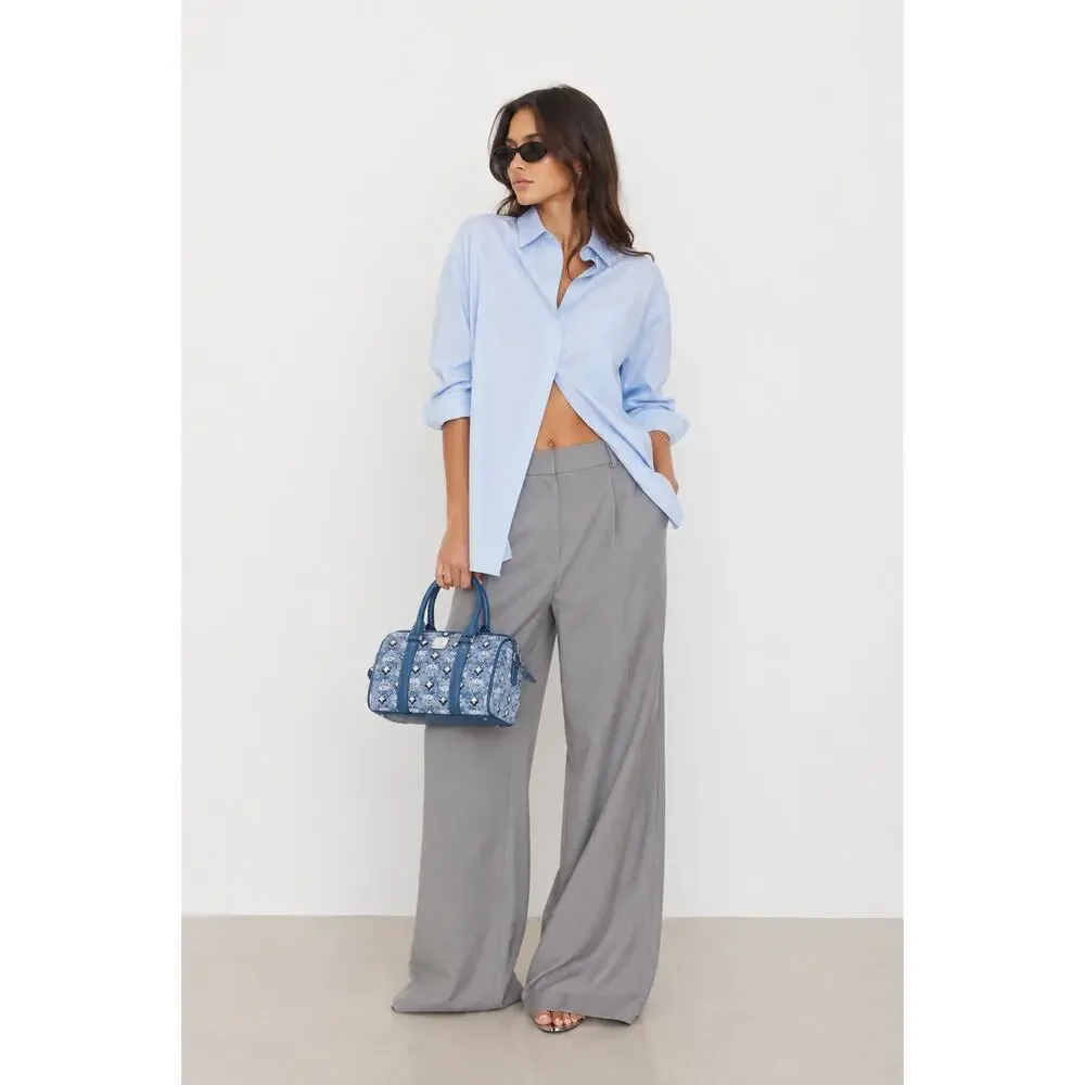 MCM Small Boston Bag In Denim Visetos New